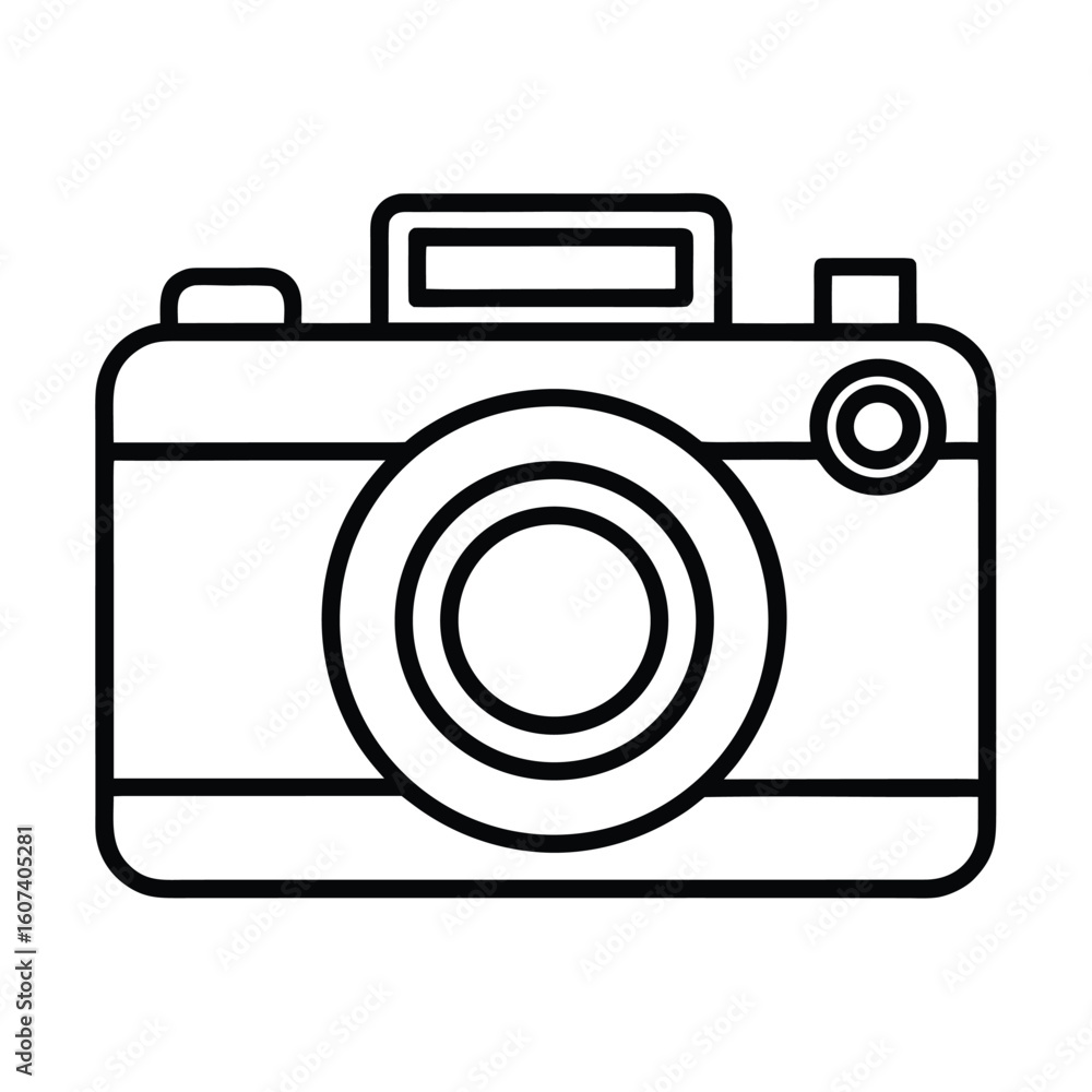 Camera Outline Icon Photography Equipment Black and White Minimalist Design Isolated Vector Camera Outline Icon Photography Equipment Black and White Minimalist Design Isolated Vector