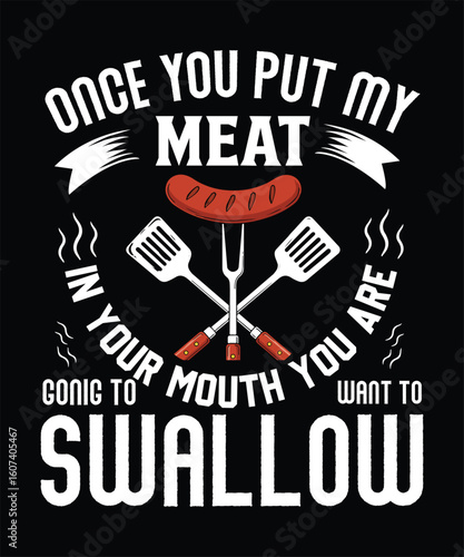 Funny BBQ Grill Meat Pun Graphic with Sausage and Utensils t-shirts design