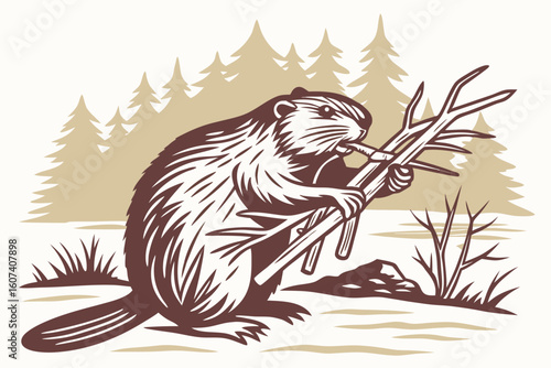 Wallpaper Mural vector illustration of a Beaver Torontodigital.ca