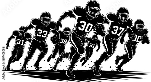 American football, team sport, huddle, Groupe vector Bundle