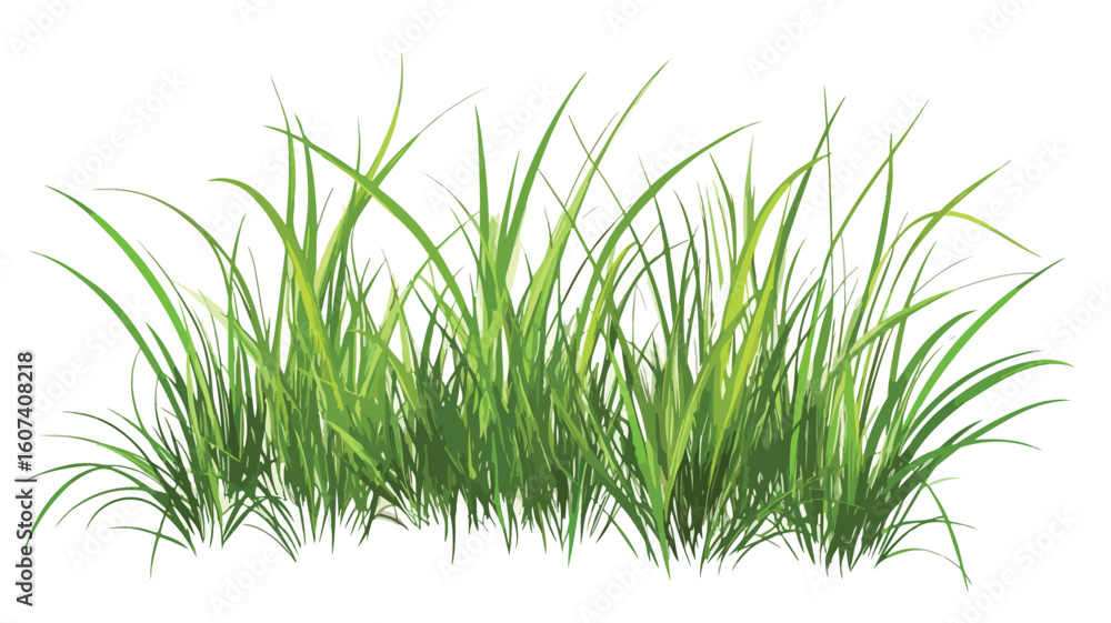 Fototapeta premium Vibrant Green Grass Vector Art on White Background - Simple and Elegant Design