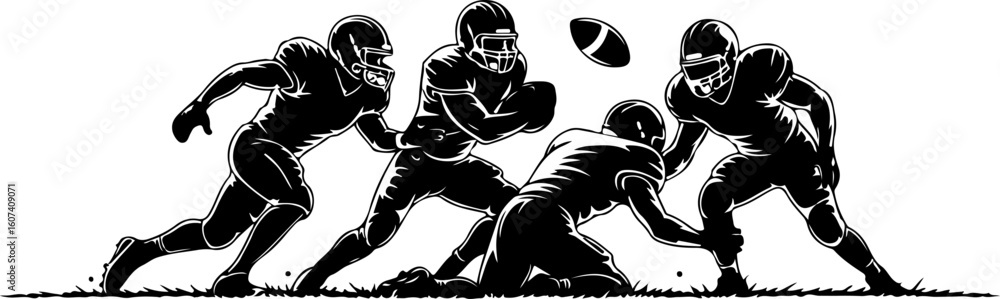 Fototapeta premium American football, team sport, huddle, Groupe vector Bundle