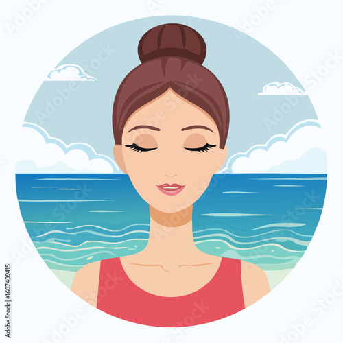 Breathing Exercise Guide - Inhale-Exhale Visual with Calm Ocean Background