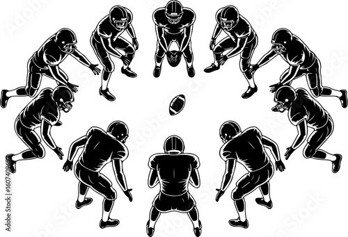 American football, team sport, huddle, Groupe vector Bundle