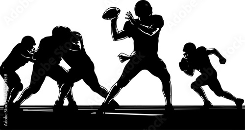 American football, team sport, huddle, Groupe vector Bundle
