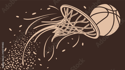 Basketball hoop shot vector art illustration for sports design and athletic team graphics elements