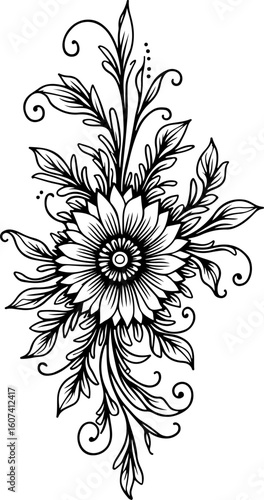 dragon, tribal, tattoo,  flowers, vine, leave vector design