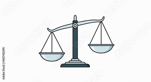 Unequal balance scales vector icon representing labor inequality, workers' rights, work-life imbalance, fair wages, justice system