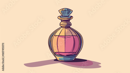 Elegant Vintage Perfume Bottle Cartoon Illustration for Creative Designs