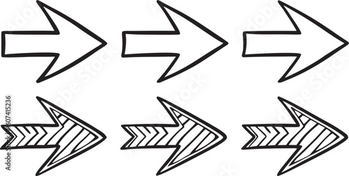 Hand drawn sketchy directional pointers arrow drawing