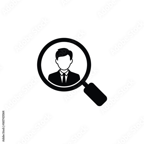 Black and White Magnifying Glass Over Businessman Silhouette