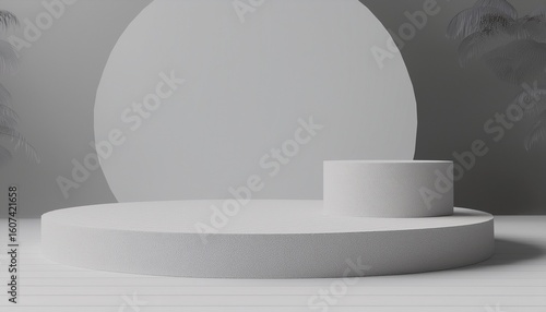 ceramic geometrical podium for product presentation on white background 3d render