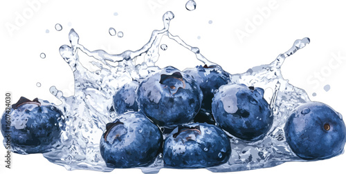 Blueberries splashing water fruit