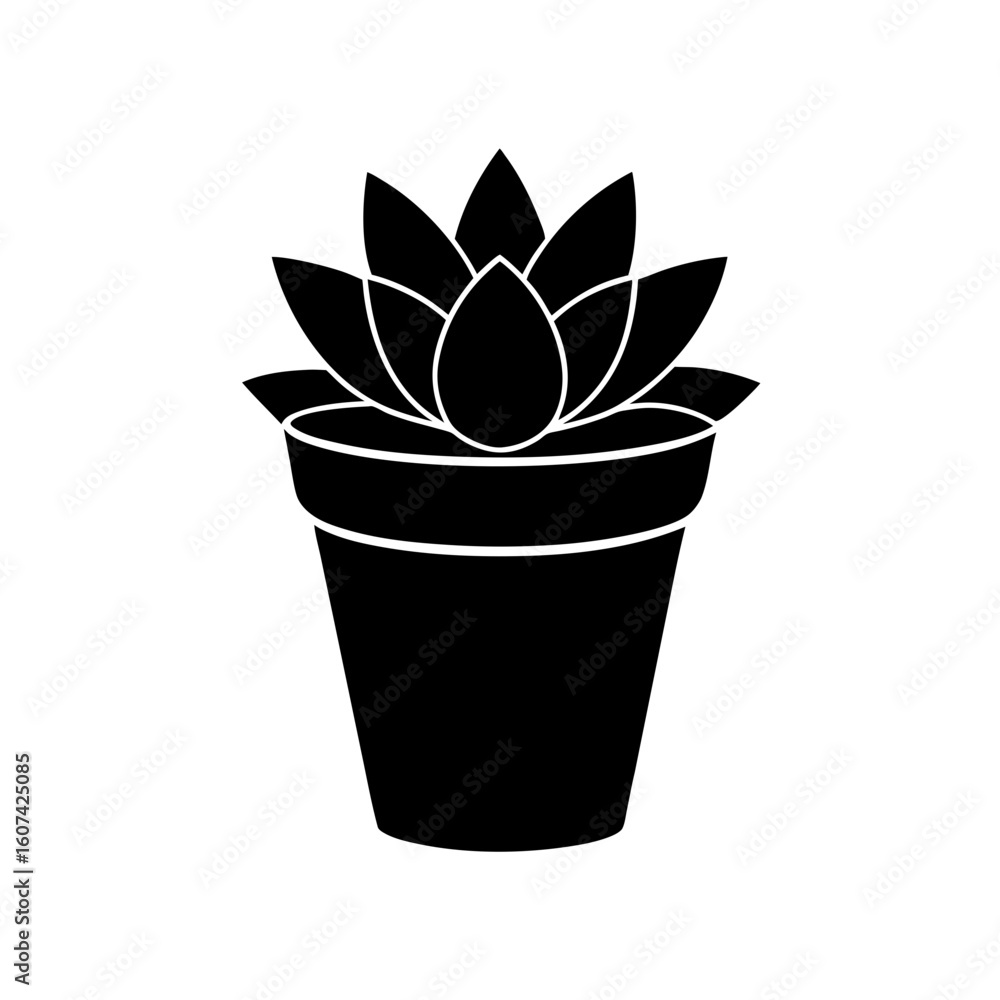 Fototapeta premium Potted Succulent Vector Flat Clean Isolated