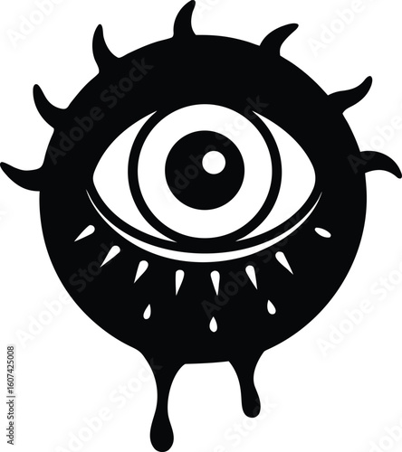 Creepy Stylized Eyeball Horror Doodle Art Vector