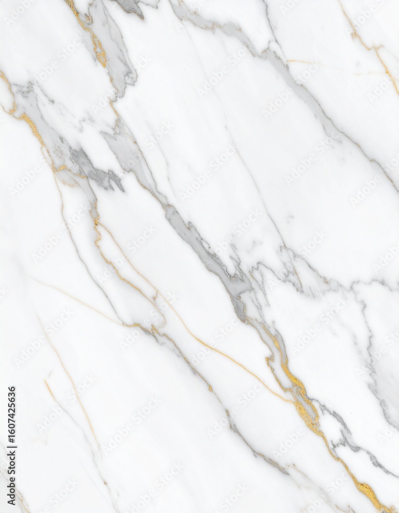 Obraz premium 白大理石の高級テクスチャ – ゴールドとグレーの繊細なベイン模様Luxury White Marble Texture with Elegant Gold and Gray Veins – High Resolution Background
