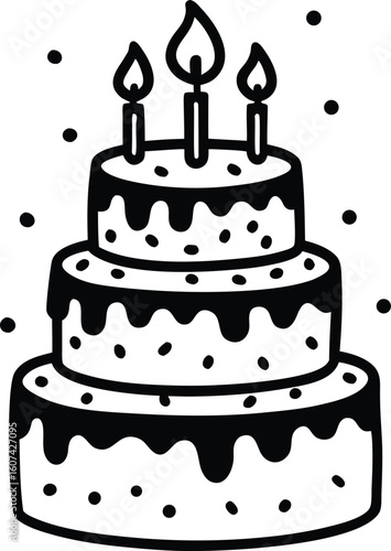 Large Festive Birthday Cake Celebration Vector Illustration