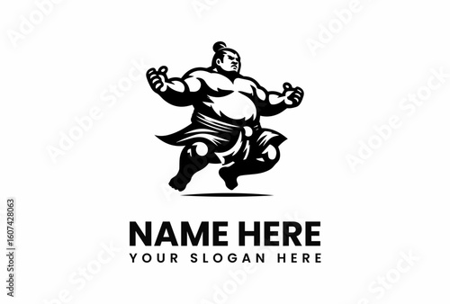 Sumo Wrestler in Action Powerful Silhouette Ready to Compete.