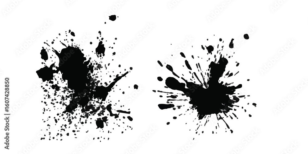 Obraz premium a collection of black ink splashes for graphic design elements. ink blots 