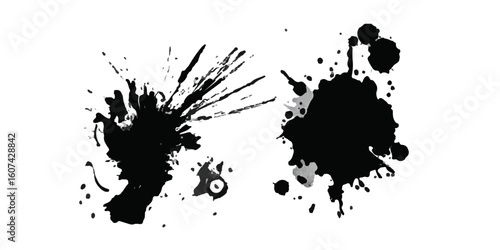 a collection of black ink splashes for graphic design elements. ink blots
