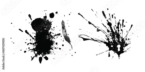 ink blots and splats. detailed ink splats Hyperrealistic Highly Detailed Isolated On Transparent Background	