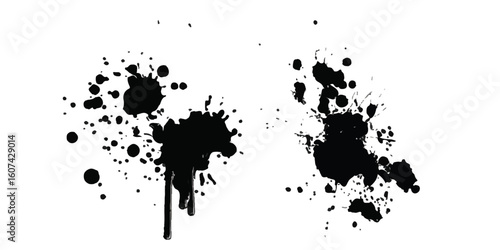 ink blots and splats. detailed ink splats Hyperrealistic Highly Detailed Isolated On Transparent Background	