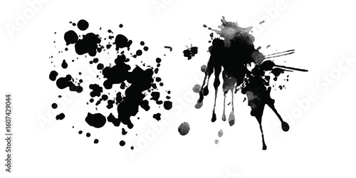 Black Ink Splash Texture for Graphic Design Isolate on transparent background. Black ink splat
