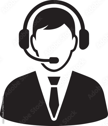 Customer service representative icon. Headset microphone