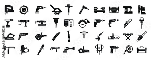 Electric tools icon set simple style