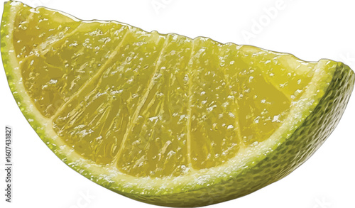 Fresh bright green lime slice citrus fruit