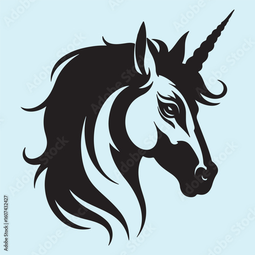 Unicorn Head Silhouette Vector Design