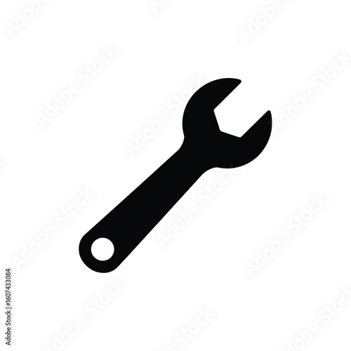 Black Silhouette of a Single OpenEnd Wrench Tool.