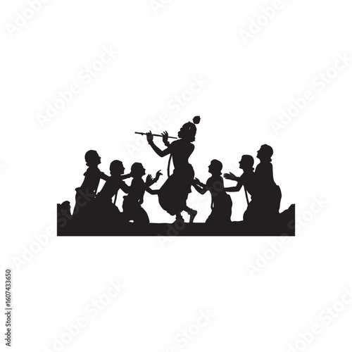  Krishna Ras Leela Dance Silhouette