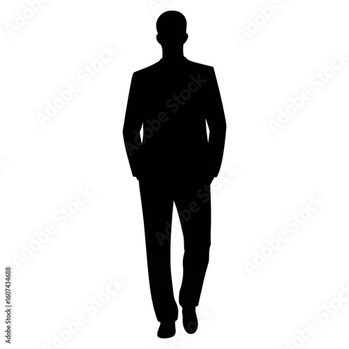 Man silhouette in standing pose wearing casual clothes