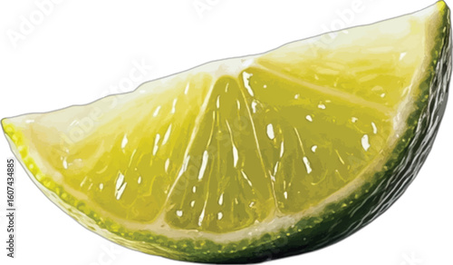 Fresh lime slice vibrant green yellow citrus fruit