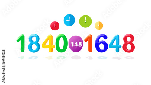 Colorful numbers and clocks graphic design for education resources and learning materials for kids design