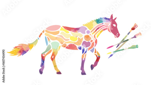 Watercolor horse painting art print colorful equine illustration animal artwork for sale gallery quality
