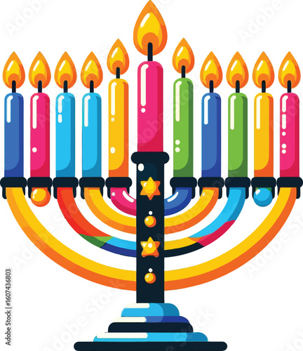a vector illustration colorfull or non colorfull Menorah for Hanukkah