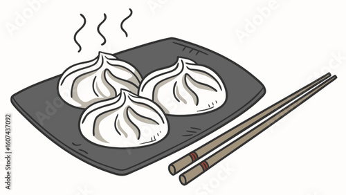 Delicious steamed dumplings asian cuisine with chopsticks on plate traditional chinese food dim sum recipe 100
