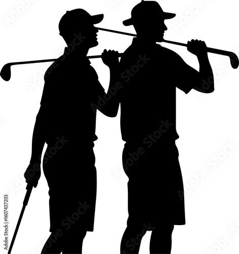 Golf Swing man Sequence Silhouette vector 