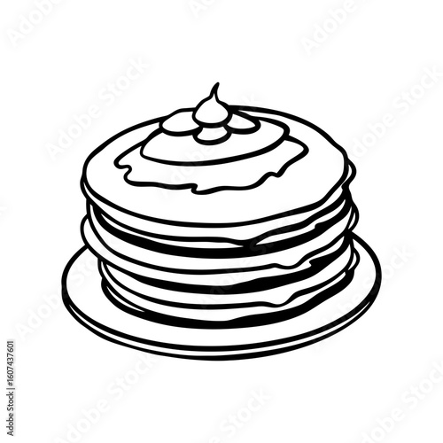 russian pancakes vector line art silhouette