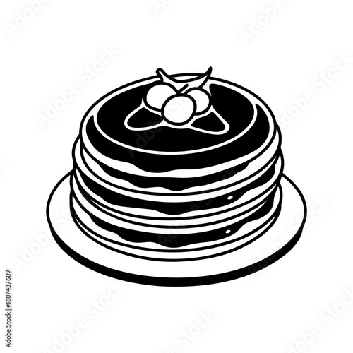 russian pancakes vector line art silhouette