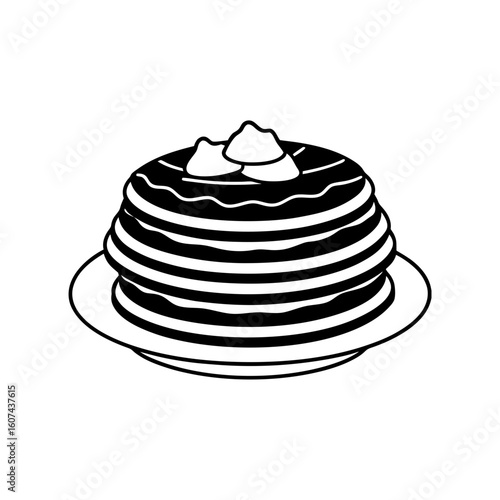 russian pancakes vector line art silhouette