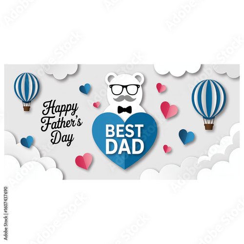 Happy Father's Day Best Dad Bear Greeting Card Design