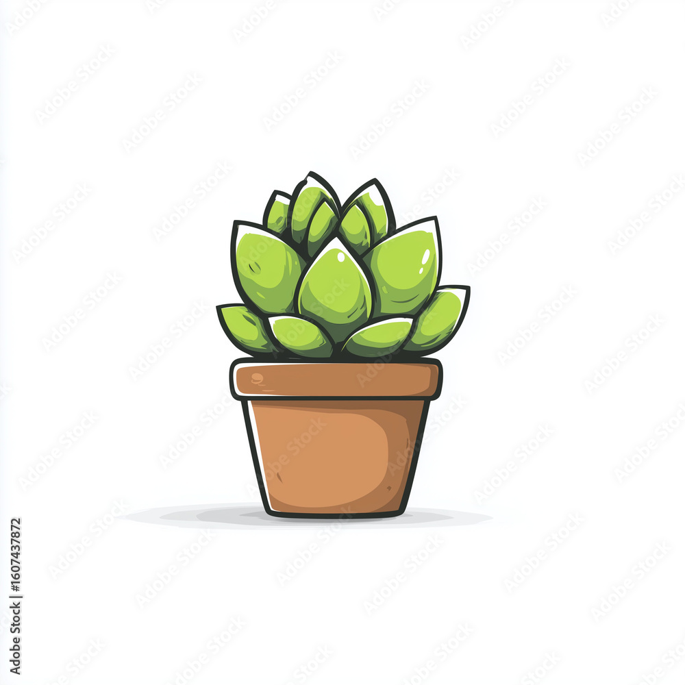 Bright Green Succulent in Terracotta Pot – Flat Vector Bright Green Succulent in Terracotta Pot – Flat Vector