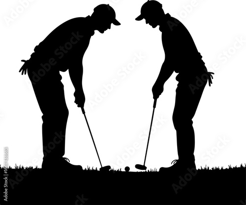 player, golf club, golf  ball, action, outdoor vector