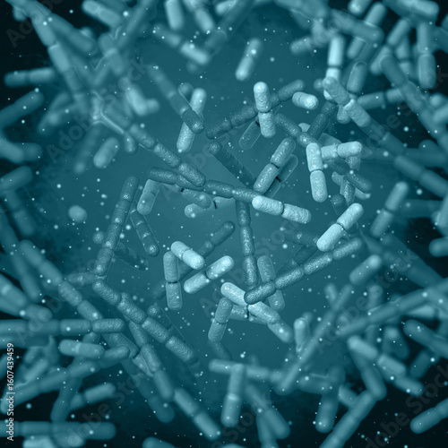Slika na platnu Medical conceptual background, lactobacillus family, Lactococcus, one of the mos