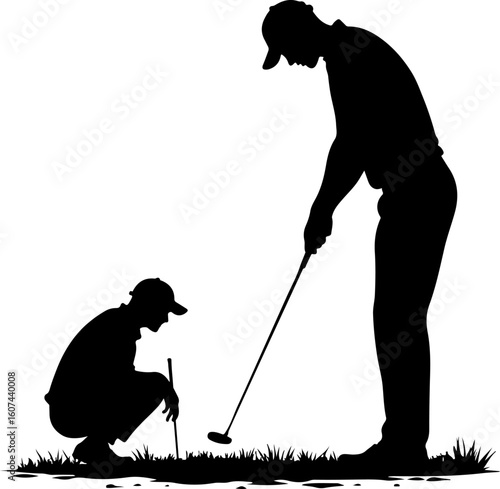 player, golf club, golf  ball, action, outdoor vector