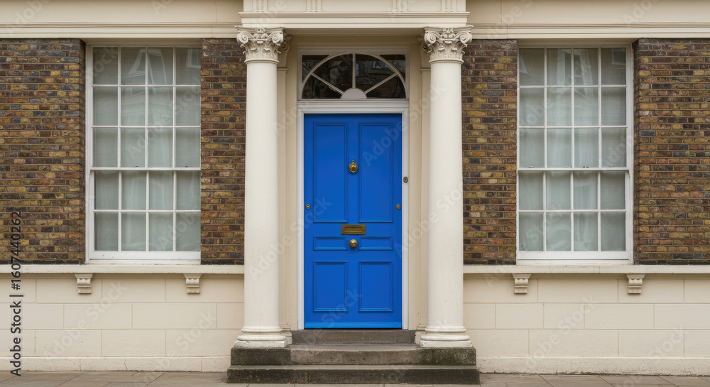 Naklejka premium Elegant Blue Doorway with Columns 7.