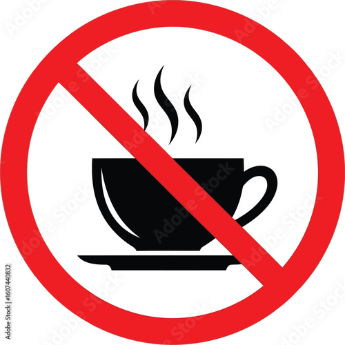 No Hot Beverages Sign - Forbidden Drinks Icon